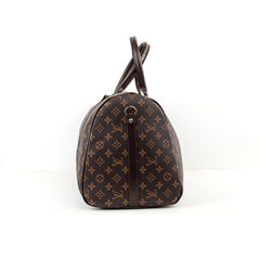 Brown LV patterned large leather handbag from Velda Store, spacious and elegant.