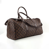 Brown LV patterned large leather handbag from Velda Store, spacious and elegant