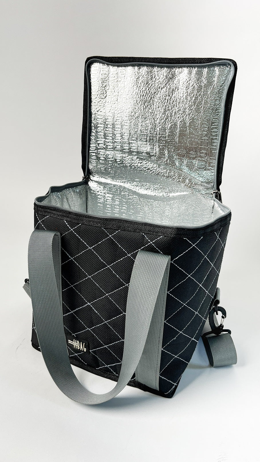 black Embroidered Thermal Bag from Velda Store, waterproof and insulated.