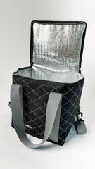 black Embroidered Thermal Bag from Velda Store, waterproof and insulated.