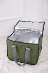 Olive Thermal Linen Bag from Velda Store with reusable zippered case