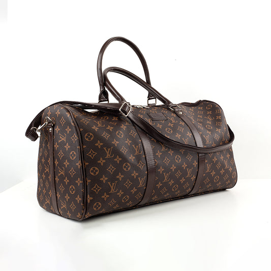 Brown LV patterned large leather handbag from Velda Store, spacious and elegant