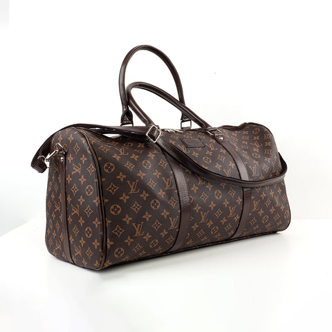 Brown LV patterned large leather handbag from Velda Store, spacious and elegant