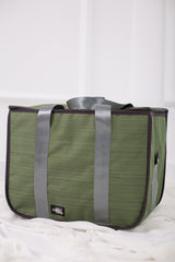 Olive Thermal Linen Bag from Velda Store with reusable zippered case