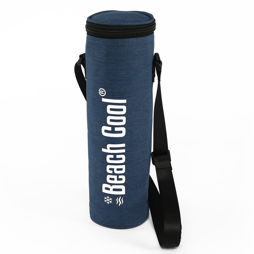 Navy Blue Beach Cool Bag from Velda Store, insulated and compact 34x10 cm.